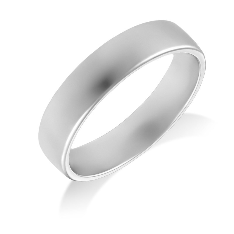 9ct White Gold Low Domed Court Wedding Ring 5mm