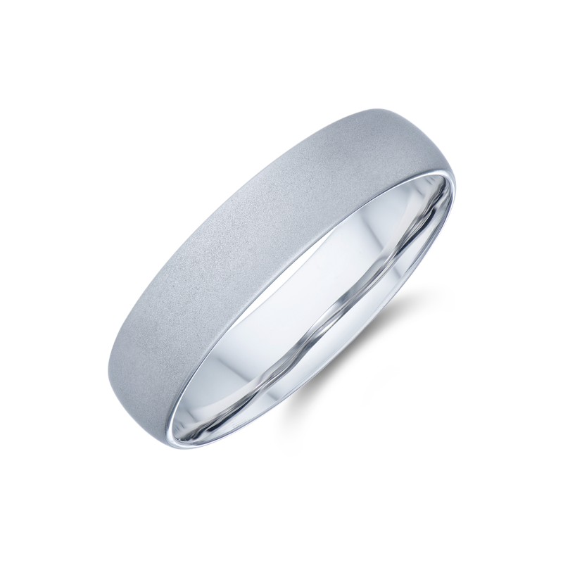 Gents 9ct White Gold 5mm Frosted Finish Wedding Ring