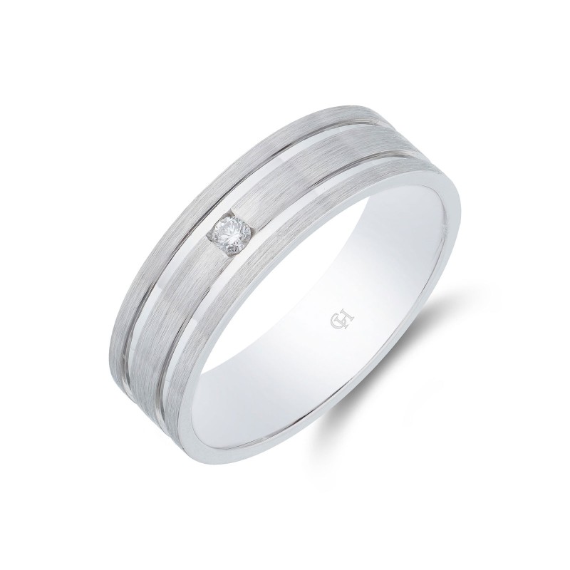 9ct White Gold Diamond Set 0.05ct 6mm Wedding Band