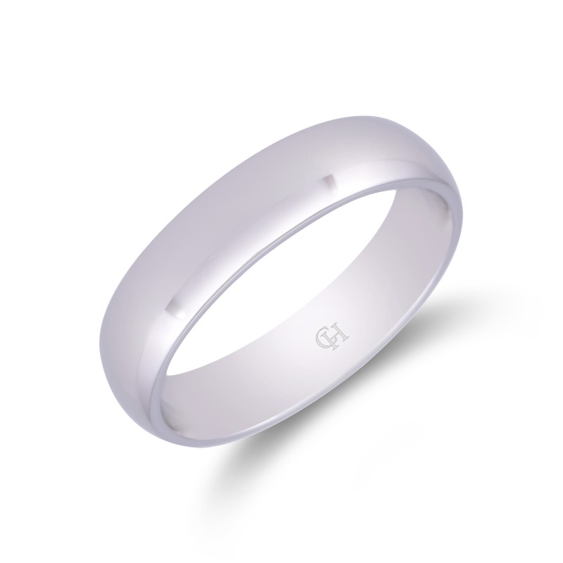 9ct White Gold Light Court Wedding Ring 4mm