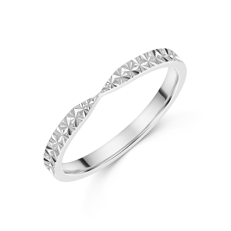 9ct White Gold Shaped Sparkle Cut Wedding Band