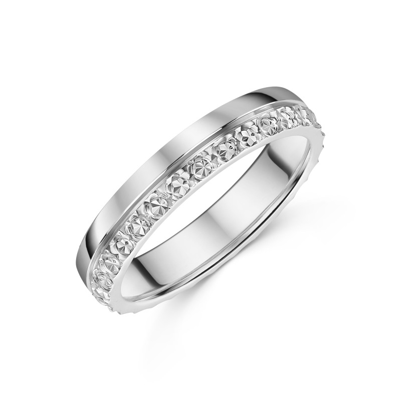 9ct White Gold Sparkle Cut 3.5mm Wedding Band