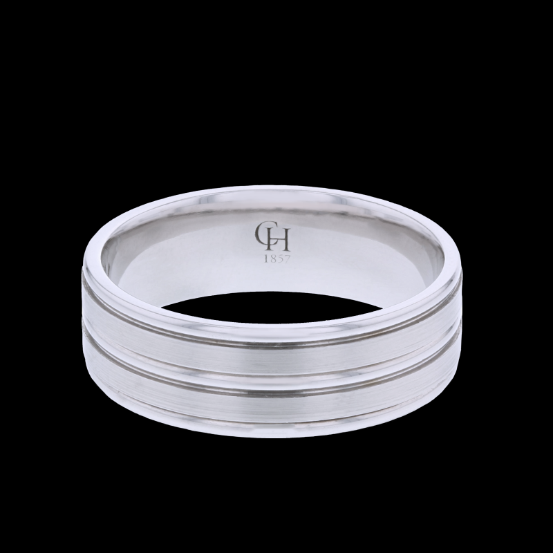 Platinum Patterned Wedding Band 7mm