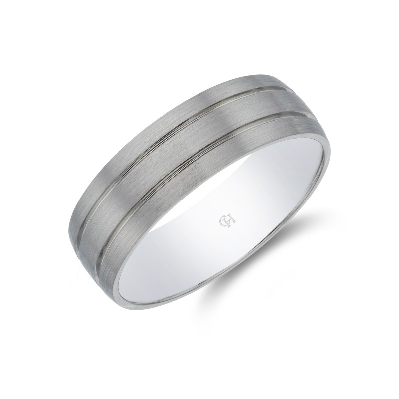 Platinum Double Groove Wedding Band