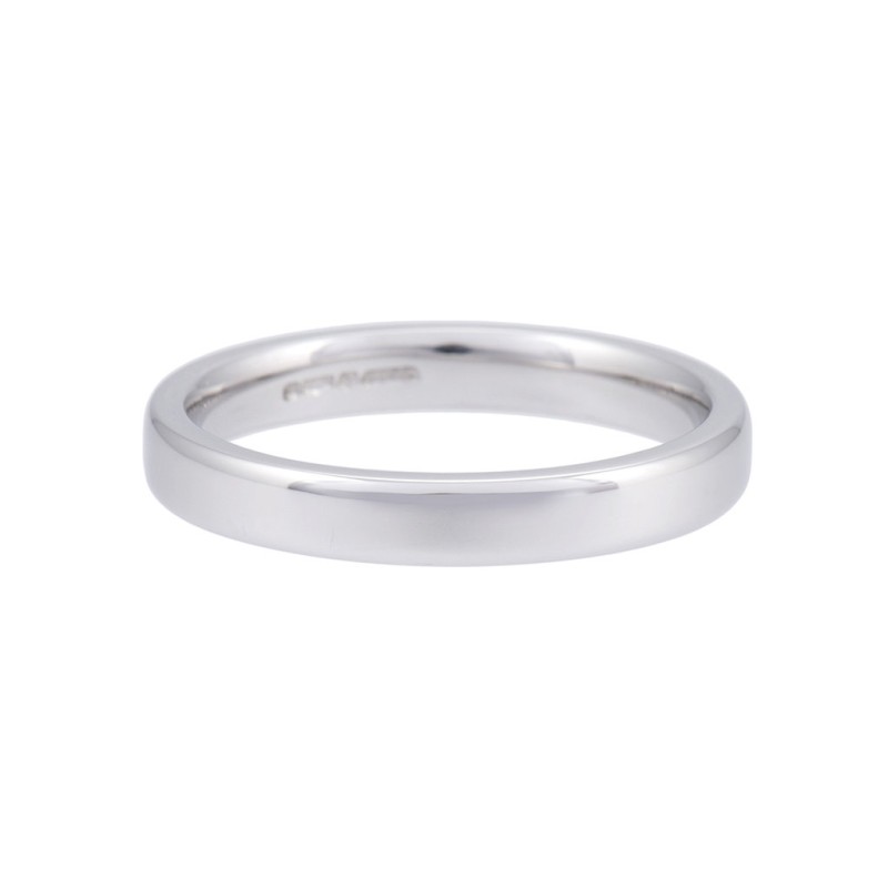 Ladies Platinum Softened Flat Court Wedding Ring 3mm