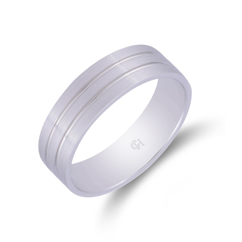 Palladium Patterned Wedding Ring 6mm