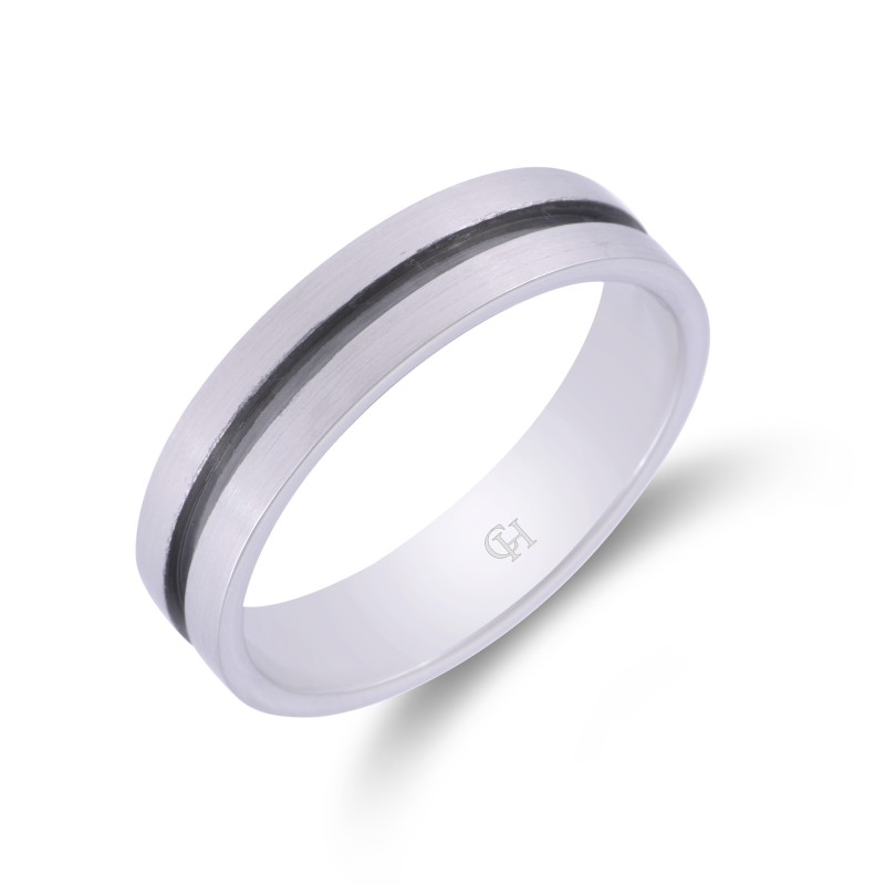 Palladium Tramline Wedding Band 5mm