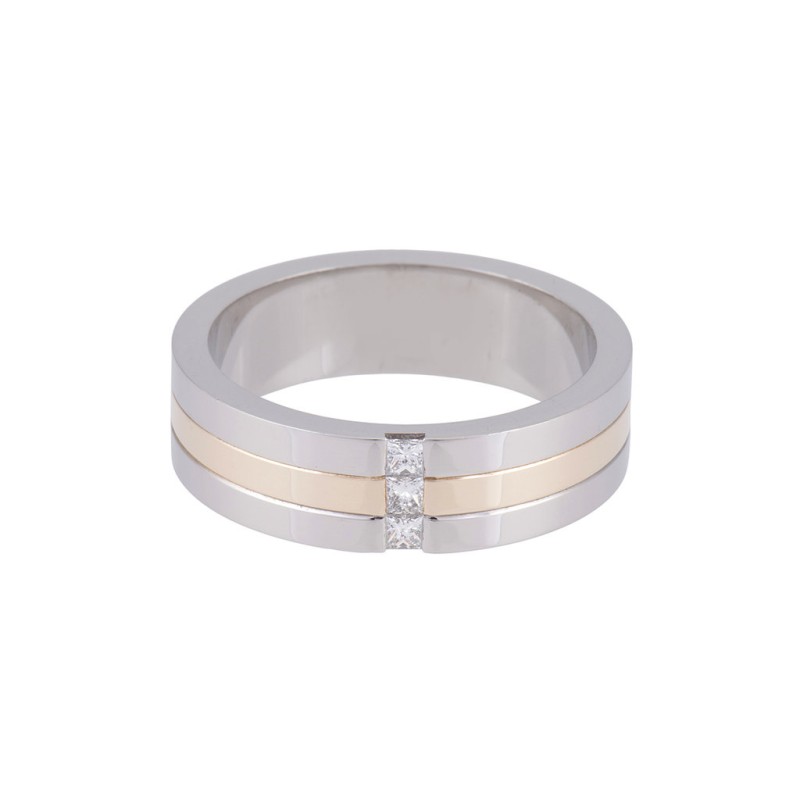 Palladium 0.15ct Princess Cut Diamond Wedding Ring