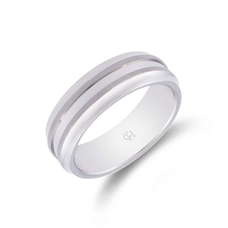 Titanium Patterned Wedding Band 7mm