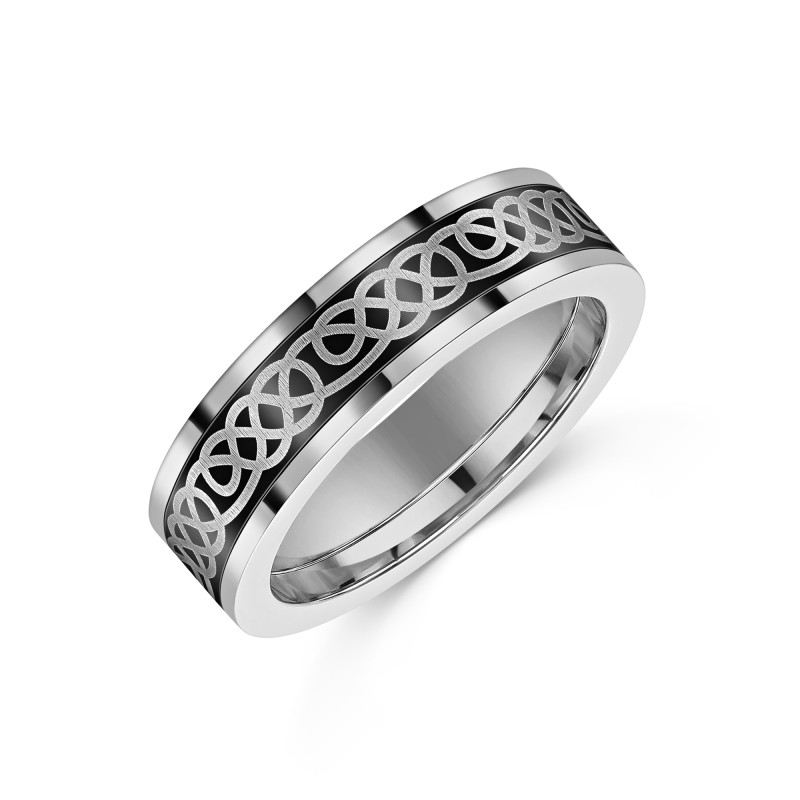 Titanium 6mm Celtic Patterned Gents Wedding Ring