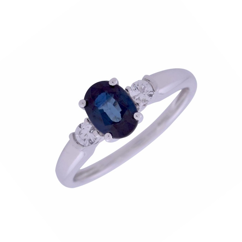9ct White Gold Oval Sapphire Ring