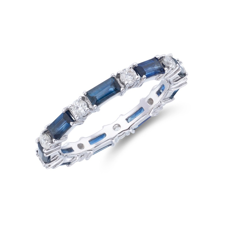 9ct White Gold 1.28ct Sapphire and 0.38ct Diamond Mix Cut Eternity