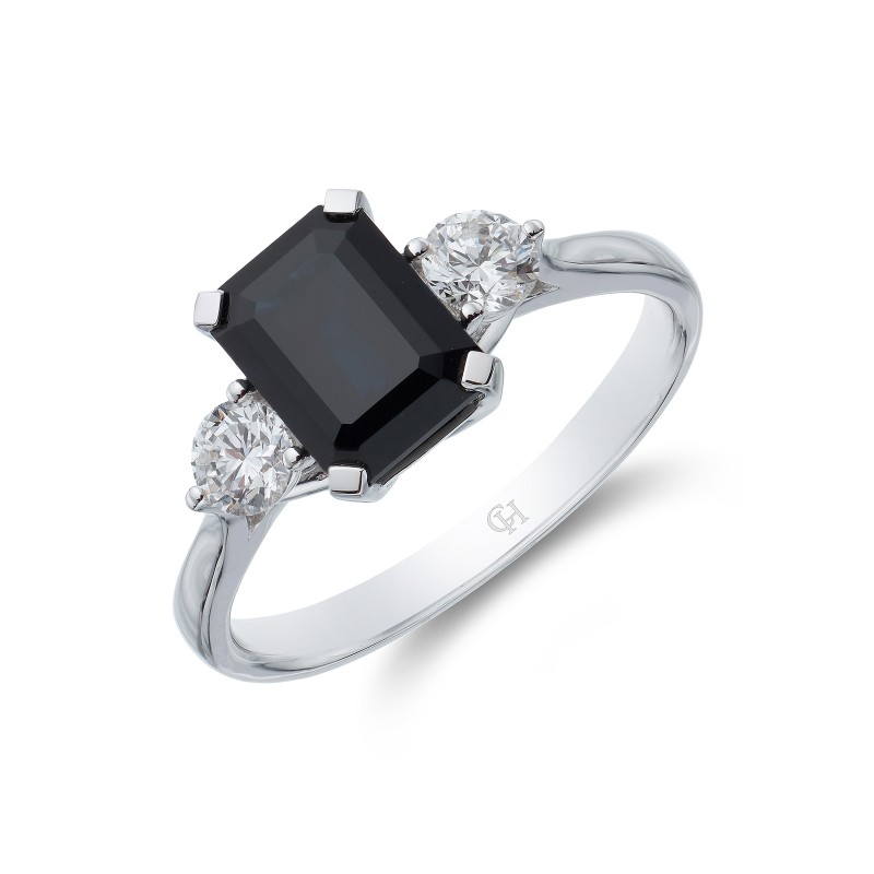 18ct White Gold Mixed Cut Sapphire and Diamond 2.36ct Three Stone Ring