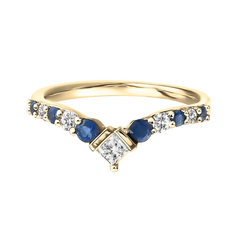 18ct Yellow Gold 0.27ct Diamond and Sapphire Wishbone Eternity Ring