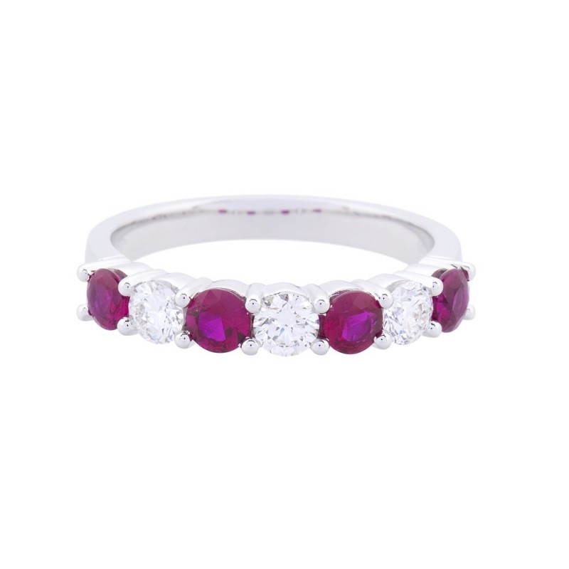 18ct White Gold 0.84ct Round Brilliant Rubies and 0.49ct Round Brilliant Diamond Eternity