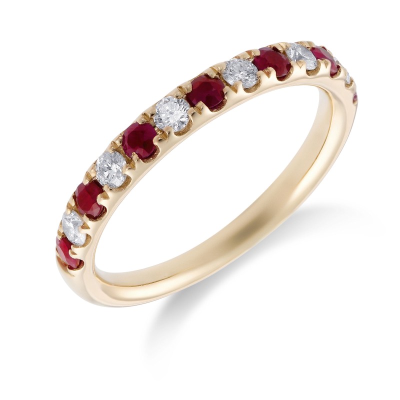 18ct Yellow Gold Brilliant Cut Ruby and Diamond 0.60ct Eternity Ring