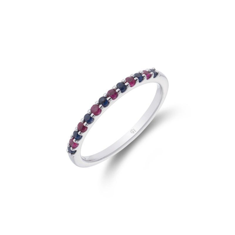18ct white gold ruby and sapphire dress ring