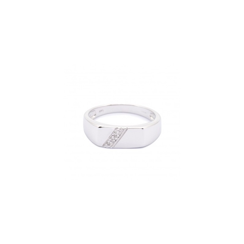 9ct White Gold Diamond Set Signet Ring