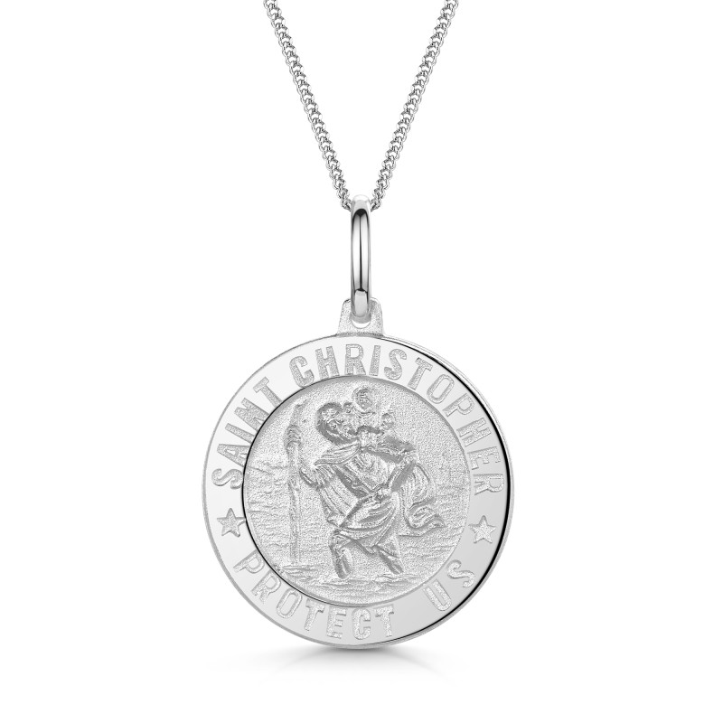 Silver 21mm x 29mm St Christopher Gents Pendant