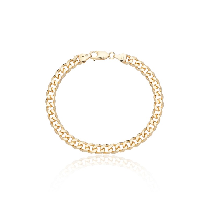 Silver Yellow Gold Plated 6.2mm Curb Bracelet