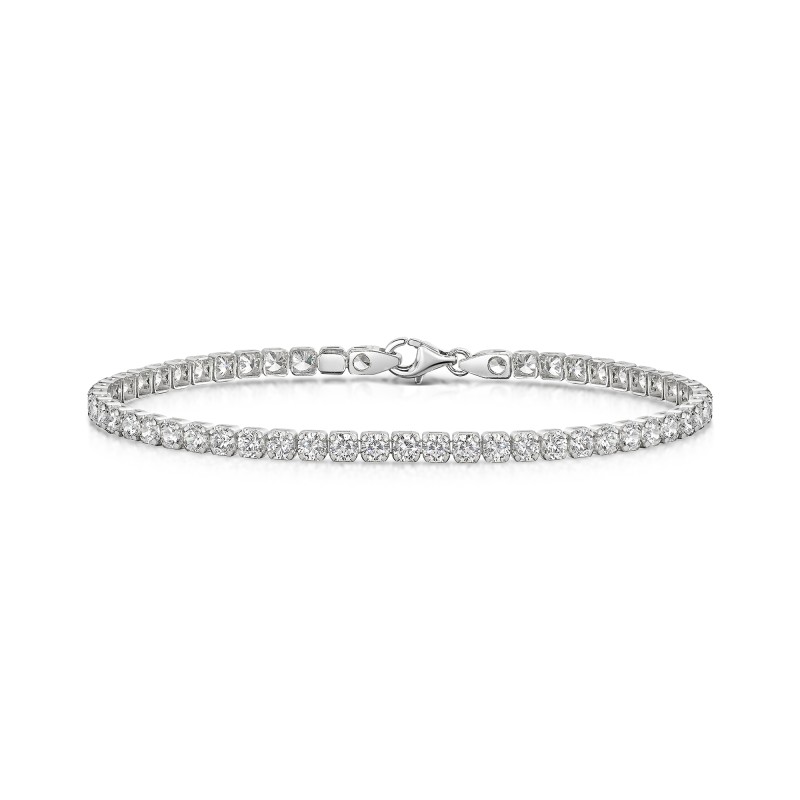 Silver 4 Claw Cubic Zirconia Gents Tennis Bracelet