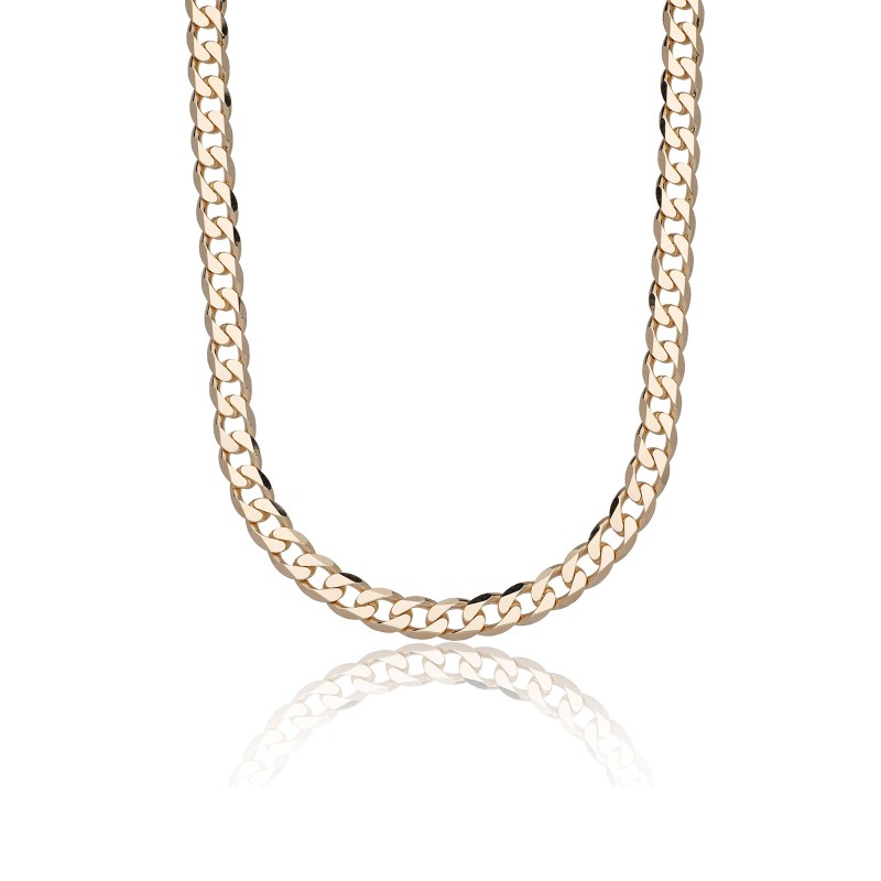 Silver Yellow Gold Plated 18' 9.3mm Curb Chain Necklace