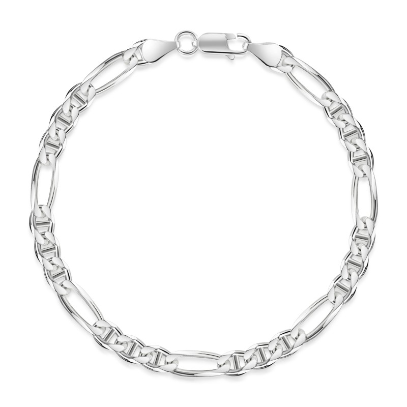 Silver 5.5mm Figaro Chain Bracelet