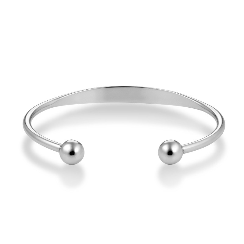 Sterling Silver Plain Mens Torque Bangle