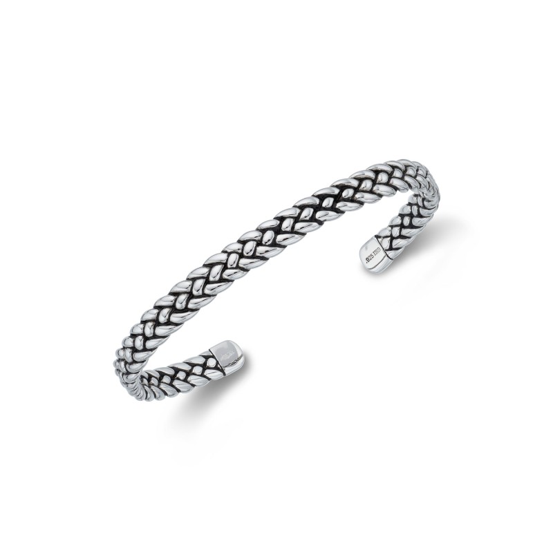 Sterling Silver Herringbone Cuff Bangle 1