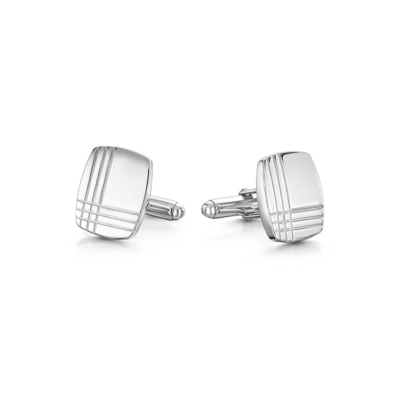 Silver Lined Oblong Cufflinks