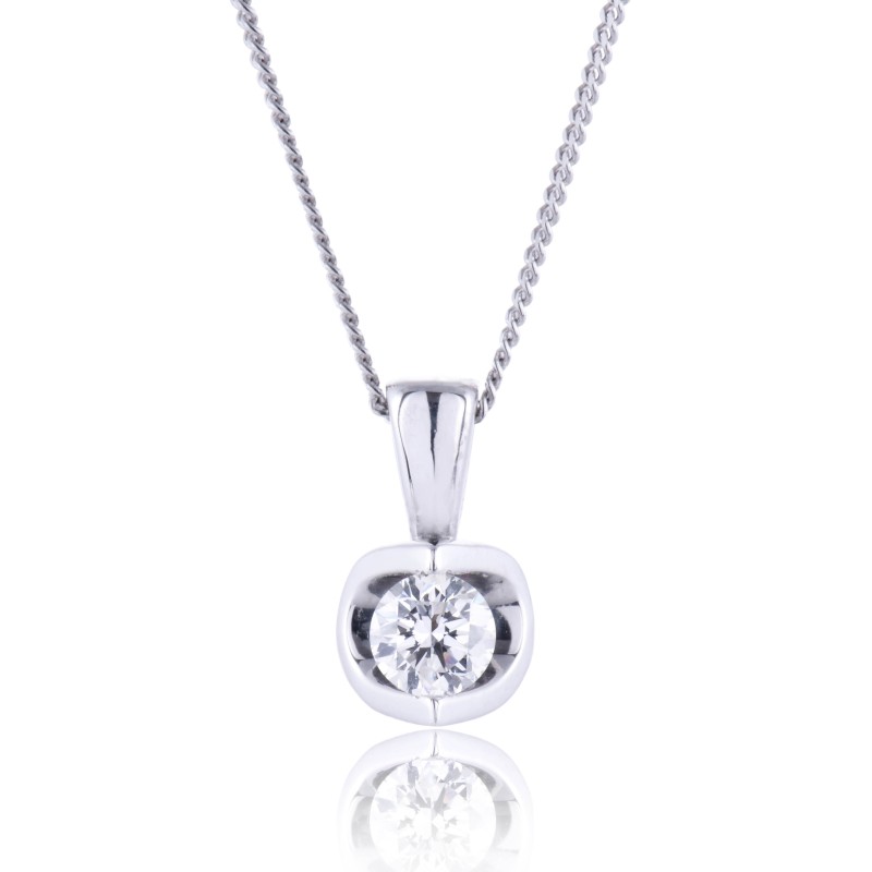 18ct White Gold Brilliant Cut 0.30ct Diamond Pendant