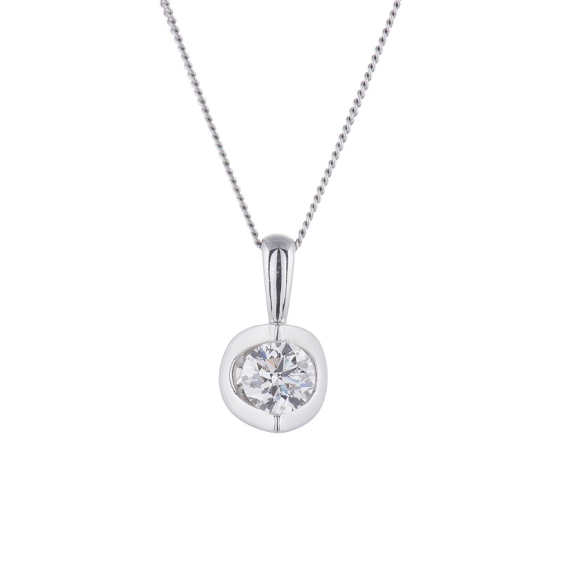 18ct White Gold Brilliant Cut 0.75ct Diamond Pendant
