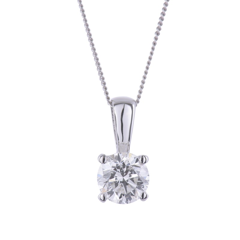 18ct White Gold Brilliant Cut 0.75ct Diamond Pendant