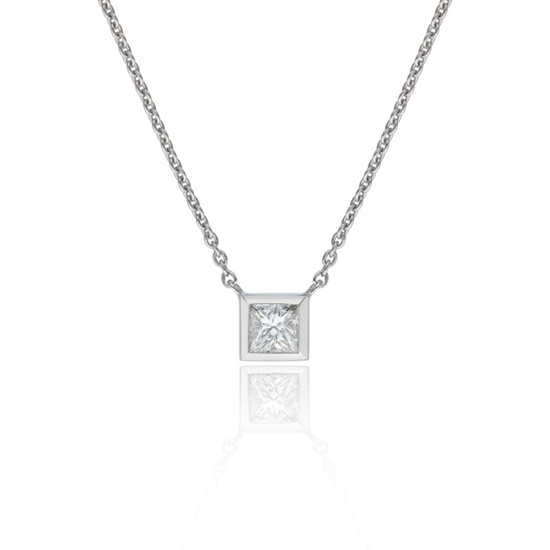 18ct White Gold 0.30ct Princess Cut Diamond Pendant