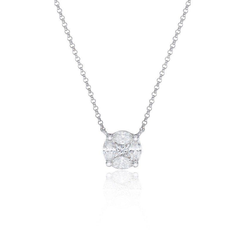 18ct White Gold 0.41ct Mix Cut Pendant