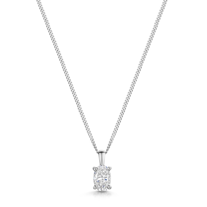 18ct White Gold Oval Cut 0.75ct Diamond Pendant