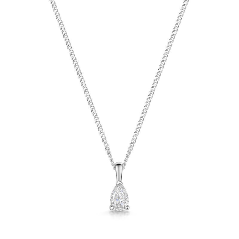 18ct White Gold Pear 0.60ct Diamond Solitaire Pendant