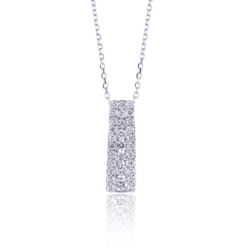 18ct White Gold Brilliant Cut 0.40ct Diamond Bar Pendant