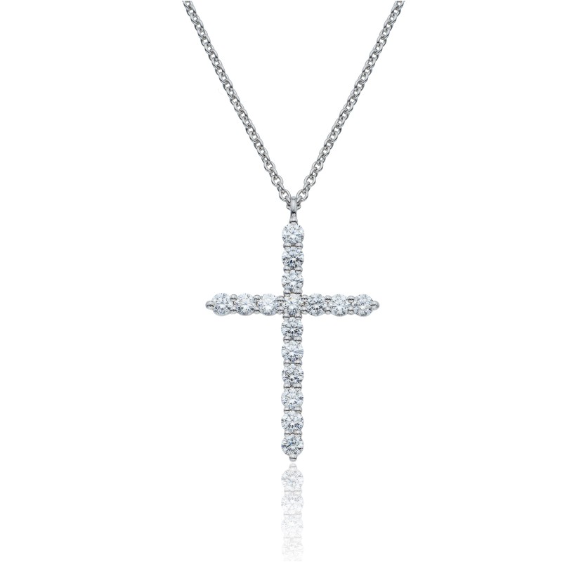 18ct White Gold Brilliant Cut 0.72ct Diamond Cross Pendant