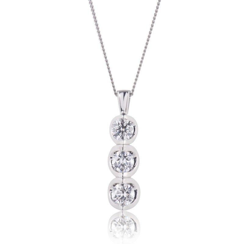 18ct White Gold Brilliant Cut 0.75ct Diamond Drop Pendant