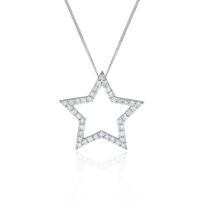 9ct White Gold Brilliant Cut 0.30ct Diamond Star Pendant