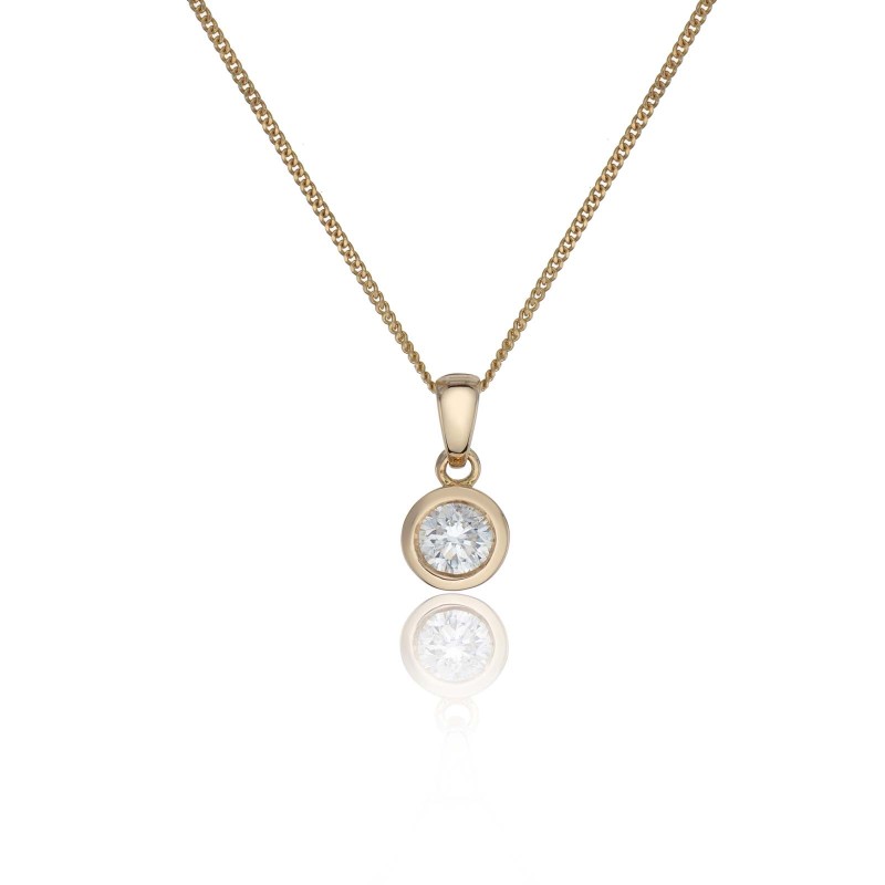 18ct Yellow Gold 0.18ct Diamond Rub Over Pendant