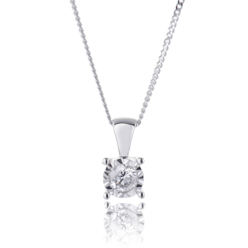 9ct White Gold Brilliant Cut 0.10ct Diamond Pendant