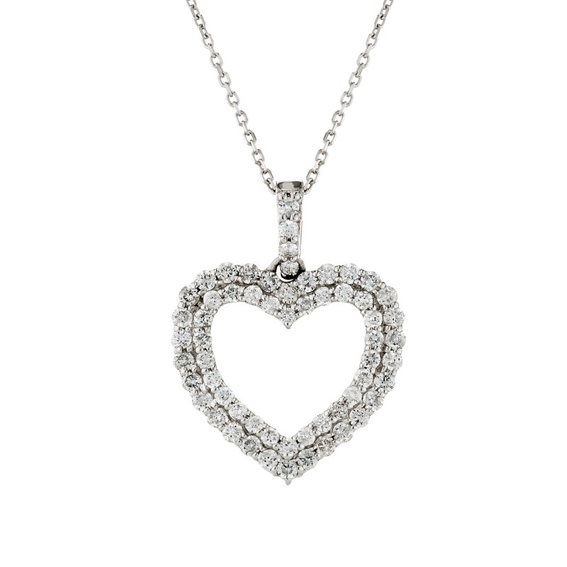 9ct White Gold Brilliant Cut 0.42ct Diamond Heart Pendant