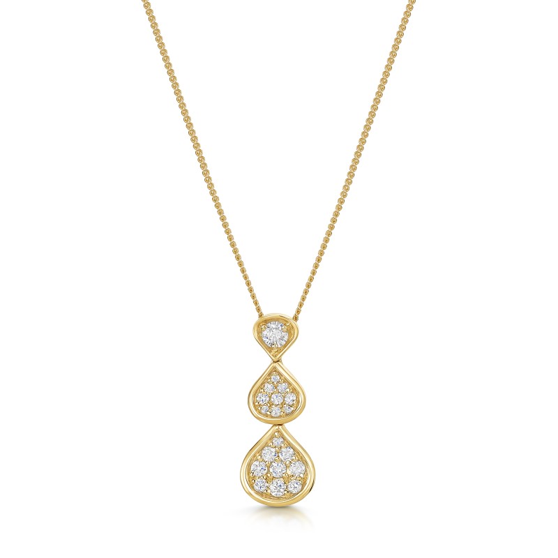 9ct Yellow Gold 0.25ct Diamond Cluster Drop Pendant