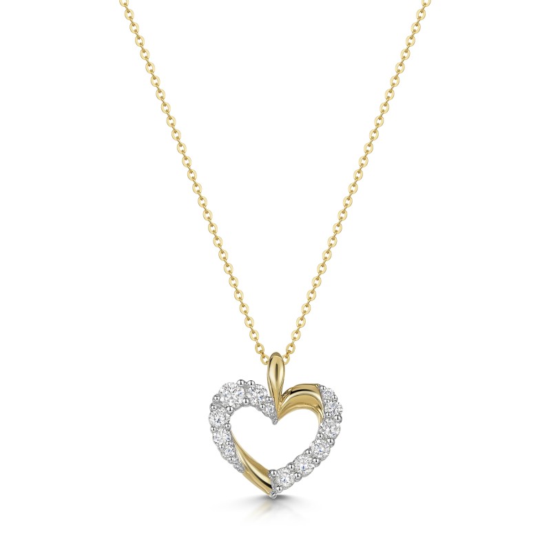 9ct Yellow Gold Round Brilliant 0.25ct Diamond Twist Heart Pendant- Chisholm Hunter Exclusive