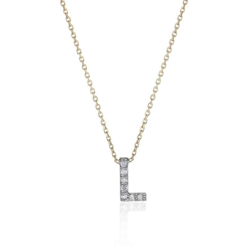 9ct Yellow Gold 0.03ct Diamond 'L' Initial Pendant