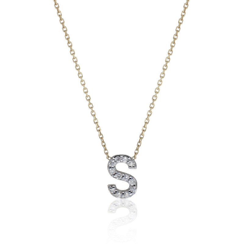 9ct Yellow Gold 0.06ct Diamond 'S' Initial Pendant