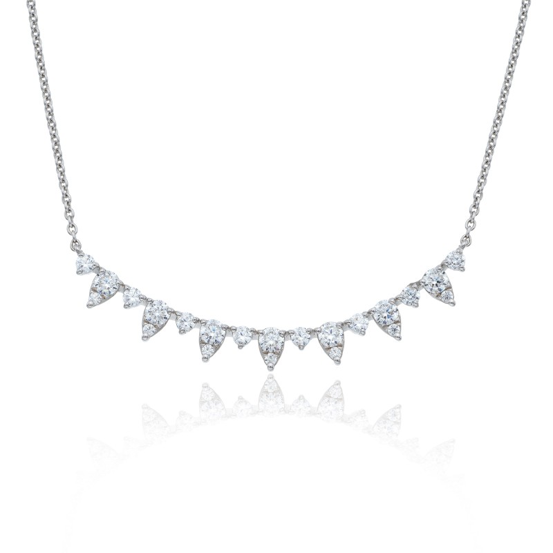 18ct White Gold Brilliant Cut 0.84ct Diamond Cluster Necklace