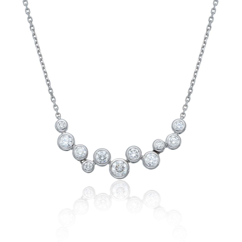 18ct White Gold Rub Over Brilliant Cut 0.60ct Diamond Necklace